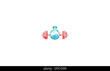 fitness lab abstract vector design template illustration or Lab bottle fitness vector logo design, fitness logo design, dumbbell icon, Gym Logo Ideas Stock Vector