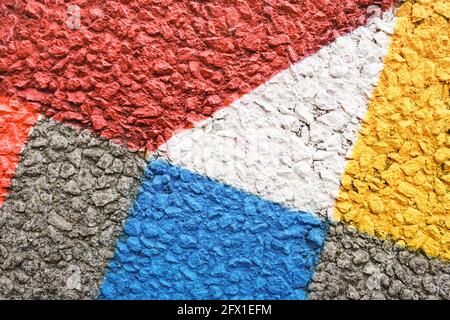 Multicolored concrete background - Fantasy hand painted textured wallpaper - Modern varnish matt for interior walls and pop architecture Stock Photo
