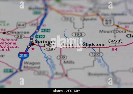 Abbott New Mexico USA shown on a Geography map or road ma Stock Photo