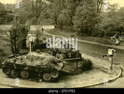 WW2 WWII knocked German tank Stug StuG III Ausf. G in Germany May 1945 Stock Photo