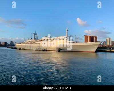 SSRotterdam, former flagship of the Holland-America Line, is now used as a hotel. Rotterdam, The Netherlands, captured on a sunny day in January 2020