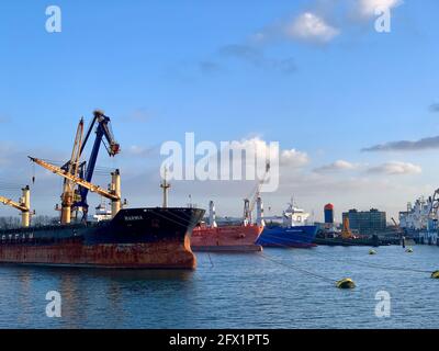Port of Rotterdam, The Netherlands, captured on a sunny day in January 2020 Stock Photo