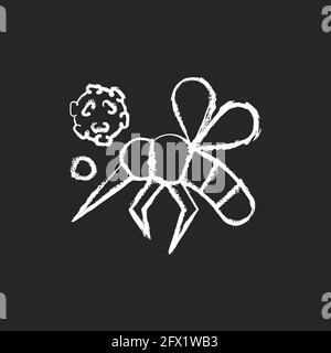Insects chalk white icon on black background Stock Vector