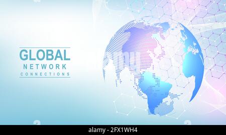 Business global network connection. World map point and line composition concept of global business. Global internet technology. Big data Stock Vector