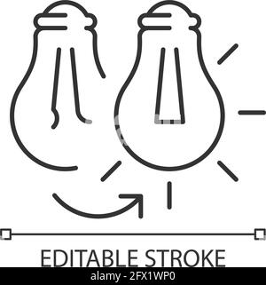 Changing lightbulb linear icon Stock Vector