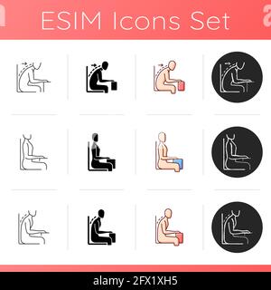 Postural dysfunction icons set Stock Vector