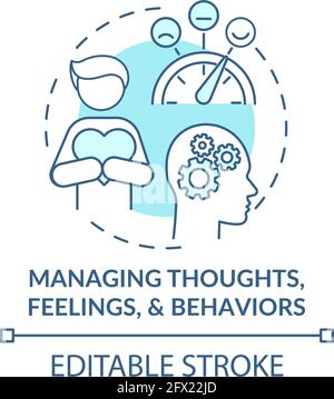 Managing thoughts, feelings and behaviors concept icon Stock Vector