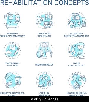 Rehabilitation concept icons set Stock Vector