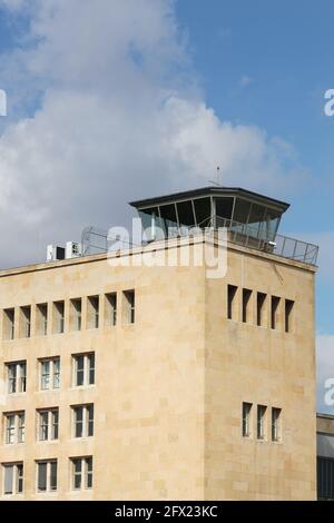 Air traffic control tower at Berlin Tempelhof airport, Germany Stock Photo