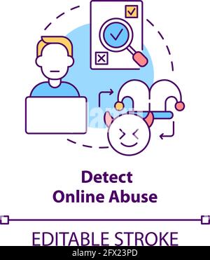 Detecting online abuse concept icon Stock Vector