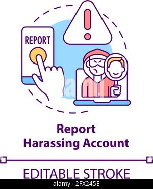 Reporting harassing account concept icon Stock Vector