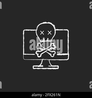 Computer not starting chalk white icon on black background Stock Vector