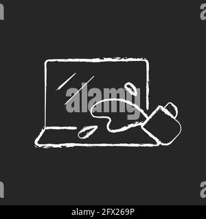 Water damage chalk white icon on black background Stock Vector