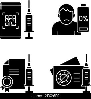 Vaccination card icons on black and white backgrounds. Vector ...