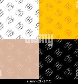 set of seamless patterns with Beach rubber slippers icon. Beach shoes. Ornament for decoration and printing on fabric. Design element. Vector Stock Vector