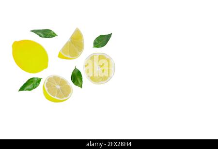 Citrus fresh fruits, lemon composition isolated Stock Photo