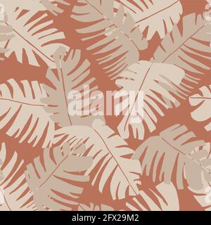 Beautiful summer seamless pattern with exotic banana plant leaves. Decorative hawaii texture. Repeating tile, natural tropic design for branding Stock Vector