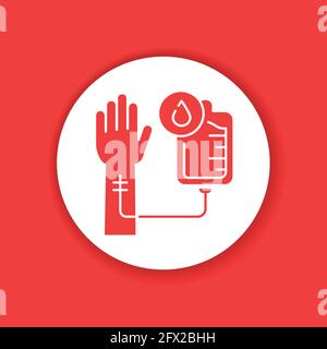 Blood transfusion color glyph icon. Donation, charity concept. Pictogram for web, mobile app, promo. UI UX design element. Editable stroke. Stock Vector