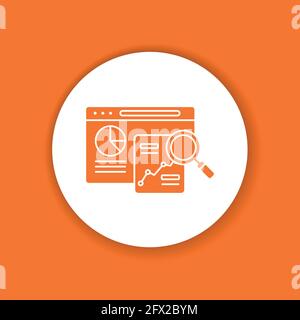 Seo research color glyph icon. Search engine optimization sign. Analysis and analitycs web page concept. Keyword search. Digital marketing symbol. Stock Vector