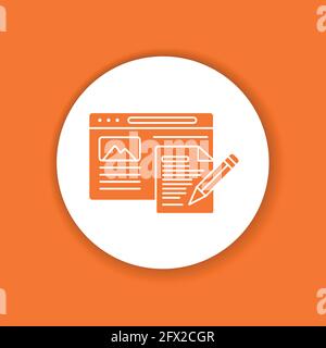 Copywriting color glyph icon. Digital marketing sign. Content management vector pictogram. Blog author writes concept. Symbol for web page,mobile app, Stock Vector