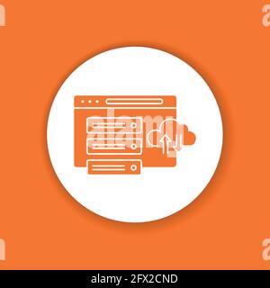 Cloud computing color glyph icon. Database vector pictogram. Internet data storage. File sharing service concept. Button for web page, mobile app, pro Stock Vector