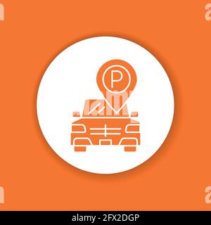 Free parking color glyph icon. Additional service symbol. Hotel amenities sign. Pictogram for web page, mobile app, promo. UI UX GUI design element. E Stock Vector
