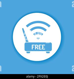 Free wifi color glyph icon. Hotel amenities sign. Open access symbol. Pictogram for web page, mobile app, promo. UI UX GUI design element. Editable st Stock Vector