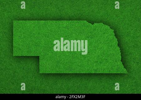 Map of Nebraska on green felt Stock Photo