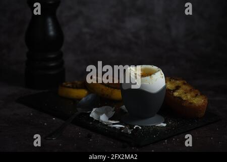 soft-boiled egg on a stand Stock Photo