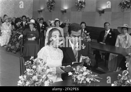 Princess Christina and Jorge Guillermo at the conclusion of civil marriage, June 28, 1975, weddings, princesses, town halls, The Netherlands, 20th century press agency photo, news to remember, documentary, historic photography 1945-1990, visual stories, human history of the Twentieth Century, capturing moments in time Stock Photo