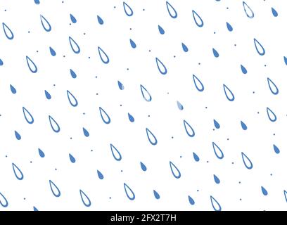 Water drops seamless pattern on white background for shower curtain. Doodle style vector illustration. Stock Vector