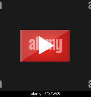 Creative red play button icon Stock Vector