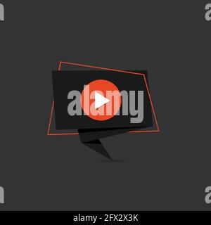 Creative red round play button icon Stock Vector