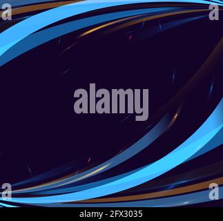 Abstract frame of bright stripes with empty place for copy, dark backdrop with waves rotating and forming frame Stock Vector