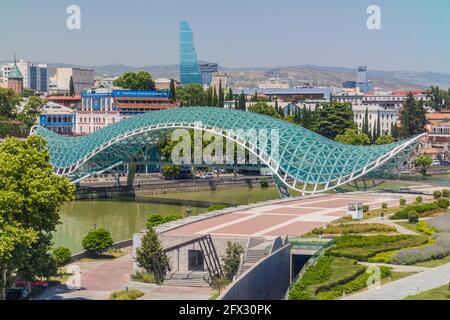 TBILISI, GEORGIA - JULY 17, 2017: View of the Peace Bridge in Tbilisi, Georgia Stock Photo