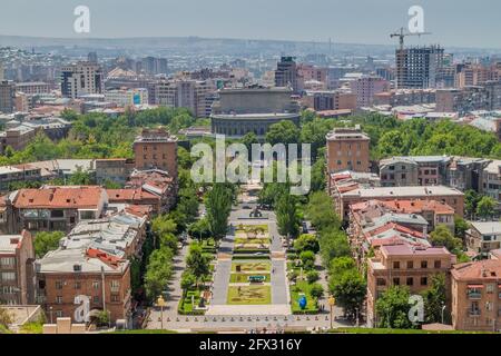 YEREVAN, ARMENIA - JULY 5, 2017: Aerial view of Yerevan from the Cascade complex, Armenia Stock Photo