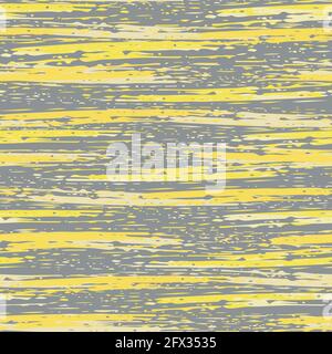 Abstract striped painterly vector seamless pattern background. Backdrop with blended irregular horizontal paint stripes in grey yellow. Layered ink Stock Vector