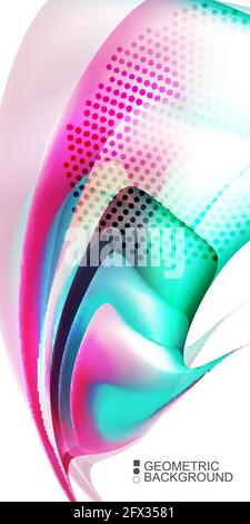 Geometric abstract background with waves in blurred colors Stock Vector