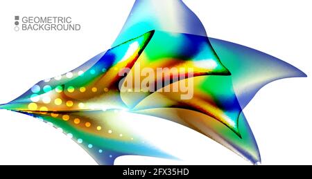 Geometric abstract background with waves in blurred colors Stock Vector
