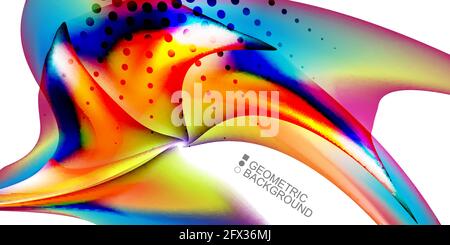 Geometric abstract background with waves in blurred colors Stock Vector