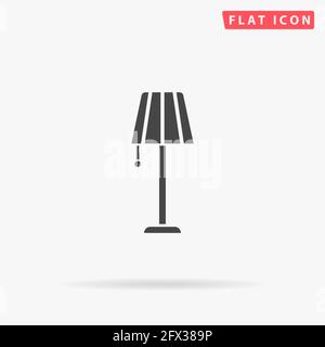 Floor lamp flat vector icon. Hand drawn style design illustrations. Stock Vector