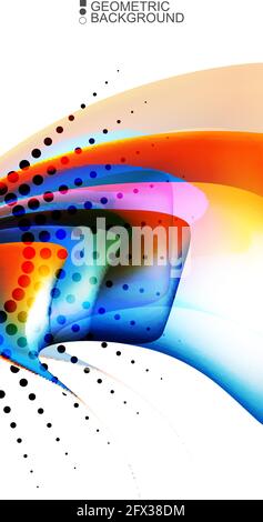 Geometric abstract background with waves in blurred colors Stock Vector