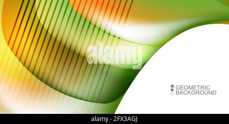 Geometric abstract background with waves in blurred colors Stock Vector