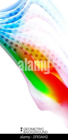 Geometric abstract background with waves in blurred colors Stock Vector