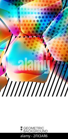 Geometric abstract background with waves in blurred colors Stock Vector