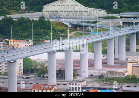 San Giorgio bridge, new highway in Genoa, Italy. Stock Photo