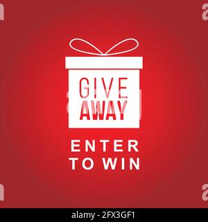 giveaway text in front of gift box icon clean style modern web Banner vector illustration Stock Vector