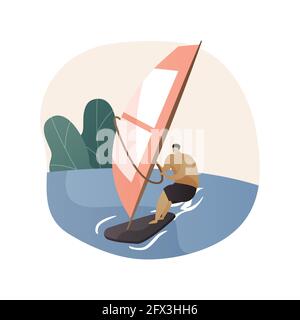 Windsurfing abstract concept vector illustration. Stock Vector