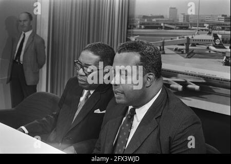 Prime Minister Sedney of Suriname arrives at Schiphol Airport; right Sedney, August 20, 1970, arrivals, The Netherlands, 20th century press agency photo, news to remember, documentary, historic photography 1945-1990, visual stories, human history of the Twentieth Century, capturing moments in time Stock Photo