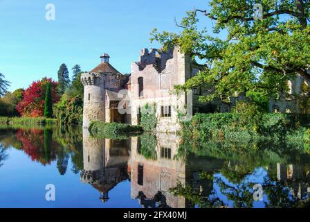 Medieval, moated Scotney Castle and gardens, Lamberhurst, Kent, England United Kingdom Stock Photo